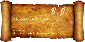 Balogi Júlia névjegykártya