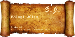 Balogi Júlia névjegykártya